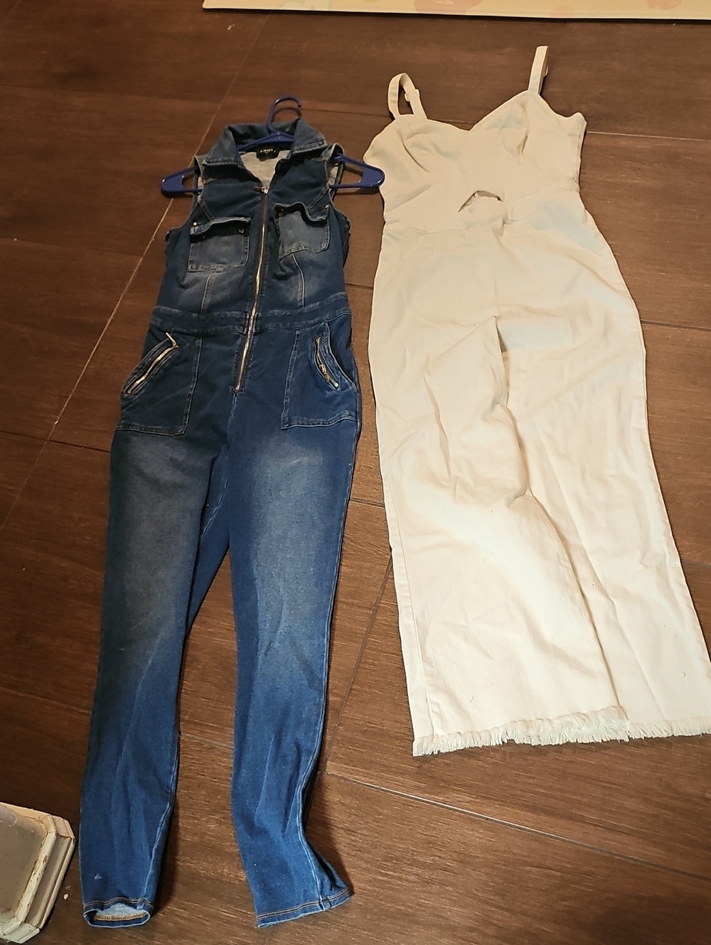 bebe Blue Denim Zip-Front Jumpsuit
